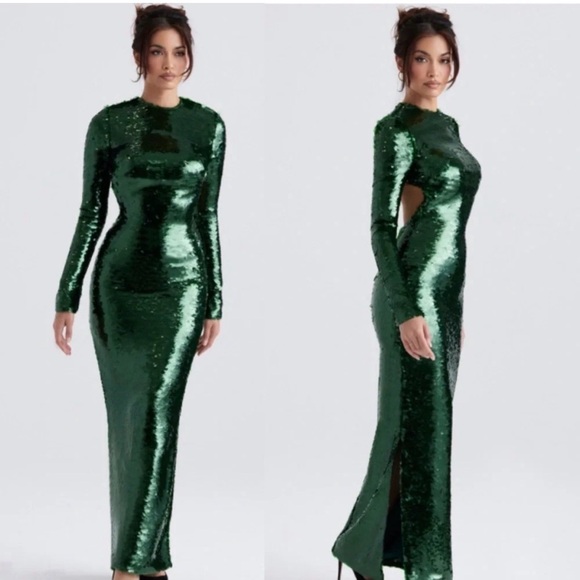 House of CB Dresses & Skirts - House of CB Belle Shimmering Emerald Long Sleeve Dress